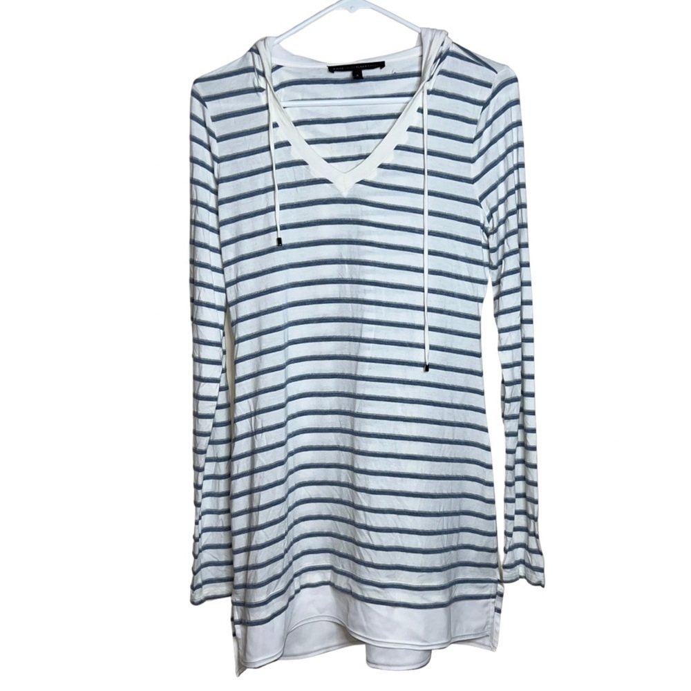White House Black Market Striped Hooded V-neck Mini Dress Size Small